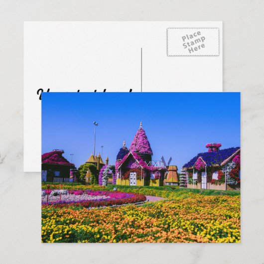 Mirakel Garden, Dubai bloemetjes Briefkaart (Voorkant / Achterkant)