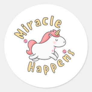 Mirakel gebeurt leuk eenhoorn ontwerp  ronde sticker