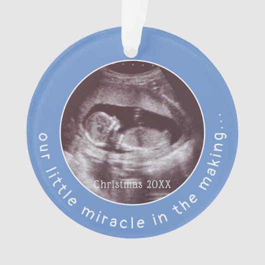Mirakel Ultrasound 2 Foto Baby Blue Ornament (voorkant)