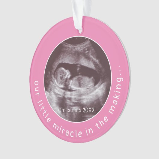 Mirakel Ultrasound 2 Foto Baby Girl Pink Ornament (voorkant)