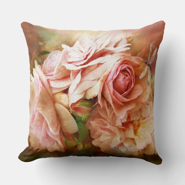 Mirakel van een Roos - peach - Art Designer Pillow Kussen (Voorkant)