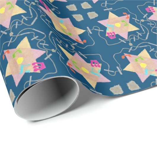 Mirakel van Hanukkah Patterned Gift Wrap Cadeaupapier (Rol Hoek)