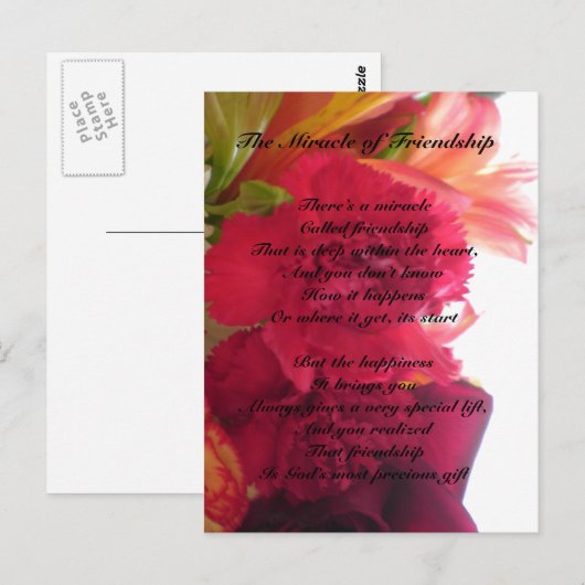 Mirakel van het briefkaart Friendship (Voorkant / Achterkant)