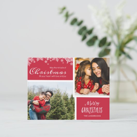 Mirakel van kerstfamilie Fotobudget Feestdagenkaart (Staand voorkant)