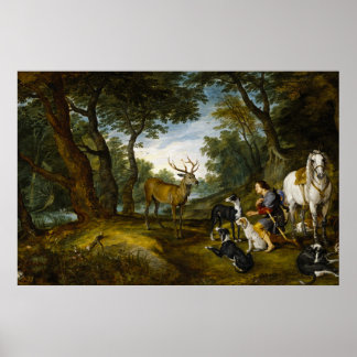 Mirakel van Saint Hubert door Brueghel en Rubens Poster