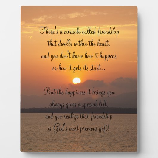 Mirakel van vriendschap Poem Plaque Fotoplaat (Voorkant)