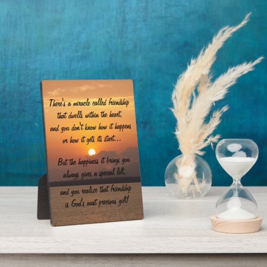 Mirakel van vriendschap Zonsondergang Gedicht Plaq Fotoplaat (Zijkant)