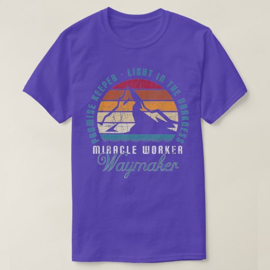 Mirakel Worker Waymaker Retro Mountain Religieuze  T-shirt (Design voorkant)