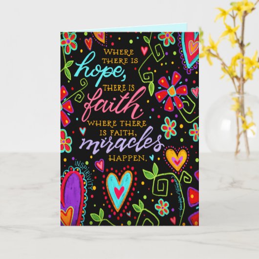 "Mirakels gebeuren" Geïnspireerde Kaart (Gele Bloem)