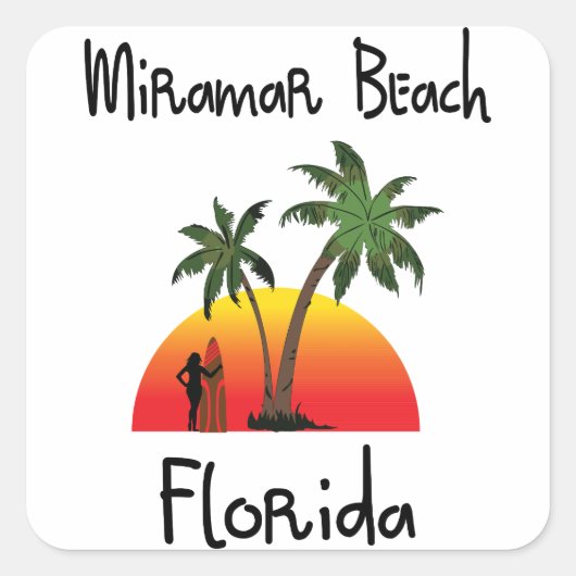 Miramar Beach Florida. Vierkante Sticker (Voorkant)