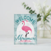 Miramar Florida Pink Flamingo Retro Briefkaart (Staand voorkant)