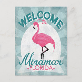 Miramar Florida Pink Flamingo Retro Briefkaart