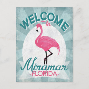 Miramar Florida Pink Flamingo Retro Briefkaart