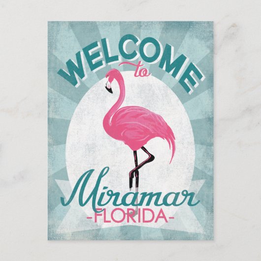 Miramar Florida Pink Flamingo Retro Briefkaart (Voorkant)