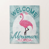 Miramar Florida Pink Flamingo Retro Legpuzzel (Verticaal)