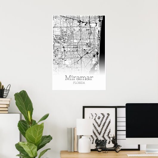 Miramar Map - Florida - City Map Poster (Thuiskantoor)