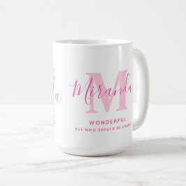 Miranda: betekenis en roze monogram tekst koffiemok