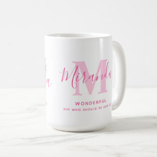 Miranda: betekenis en roze monogram tekst koffiemok