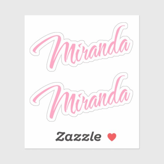 Miranda Decoratieve Naam in Roze x2 Sticker (Vel)