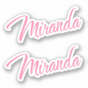 Miranda Decoratieve Naam in Roze x2 Sticker