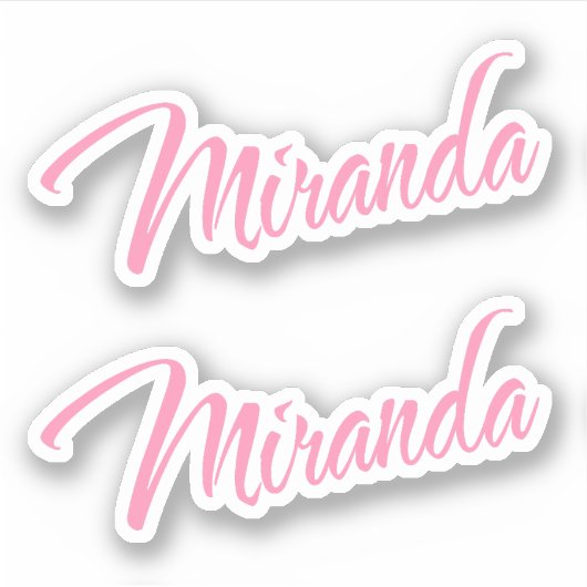 Miranda Decoratieve Naam in Roze x2 Sticker (Voorkant)