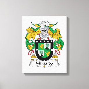 Miranda Family Crest Canvas Afdruk