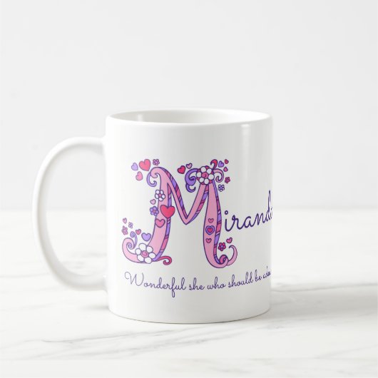 Miranda naam betekent hartbloem M monogram mok (Links)