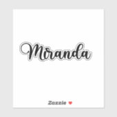 Miranda Naam - Handgeschreven kalligrafie Sticker (Vel)