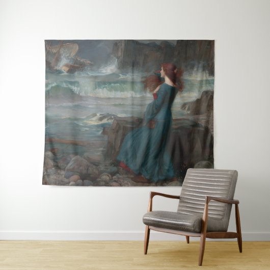 Miranda Tempest John William Waterhouse Art Wandkleed (In Situ (horizontaal))