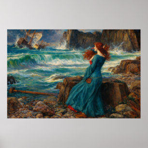 Miranda van John William Waterhouse Poster