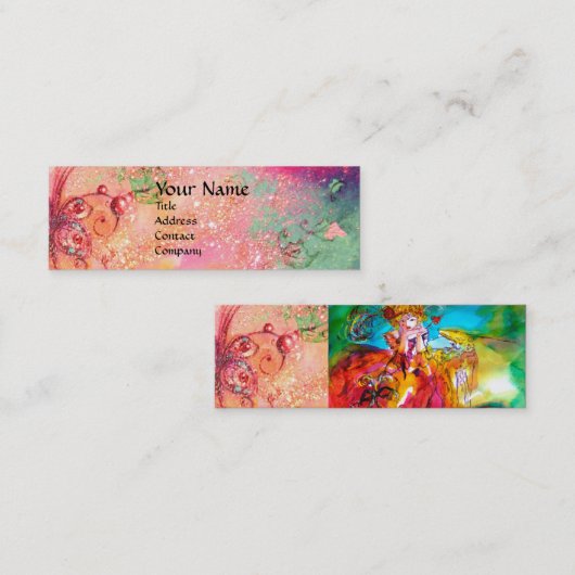 MIRANDOLINA die Kunstkostuumontwerper roze uitvoer Mini Visitekaartje (Voorkant / Achterkant)