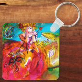 MIRANDOLINA MET DOG/Venetiaanse maskerade maskers Sleutelhanger (Achterkant)