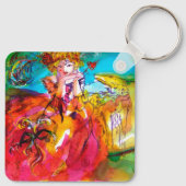 MIRANDOLINA MET DOG/Venetiaanse maskerade maskers Sleutelhanger (Achterkant)