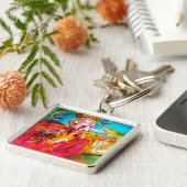 MIRANDOLINA MET DOG/Venetiaanse maskerade maskers Sleutelhanger (Zijkant)