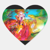 MIRANDOLINA, roze, fuchsia yellow Hart Sticker (Voorkant)