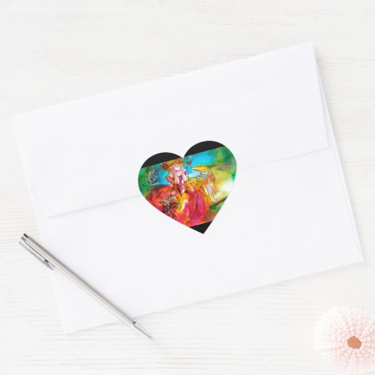 MIRANDOLINA, roze, fuchsia yellow Hart Sticker (Envelop)