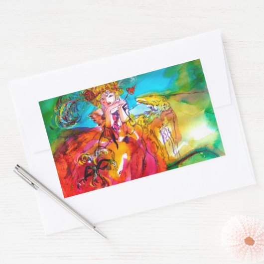 MIRANDOLINA, roze, fuchsia yellow Rechthoekige Sticker (Envelop)