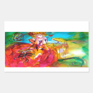 MIRANDOLINA, roze, fuchsia yellow Rechthoekige Sticker