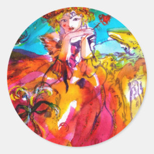 MIRANDOLINA, roze, fuchsia yellow Ronde Sticker