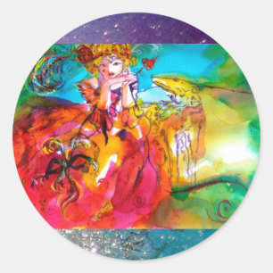 MIRANDOLINA, roze, fuchsia yellow Ronde Sticker