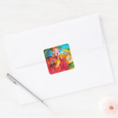 MIRANDOLINA, roze, fuchsia yellow Vierkante Sticker (Envelop)