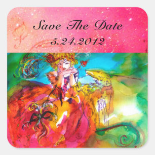 MIRANDOLINA, roze, fuchsia yellow Vierkante Sticker