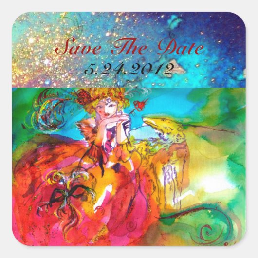 MIRANDOLINA, roze, fuchsia yellow Vierkante Sticker (Voorkant)