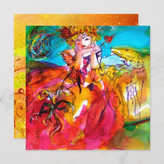 MIRANDOLINA SWEET 16 MASQUERADE BAL, geel goud Aankondiging (Voorkant / Achterkant)