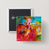 MIRANDOLINA, Venetiaans carnavalesmasker Vierkante Button 5,1 Cm (Voorkant /achterkant)