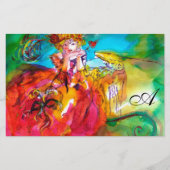 MIRANDOLINA Venetiaanse carnavalmaskers Monogram r Briefpapier (Voorkant)