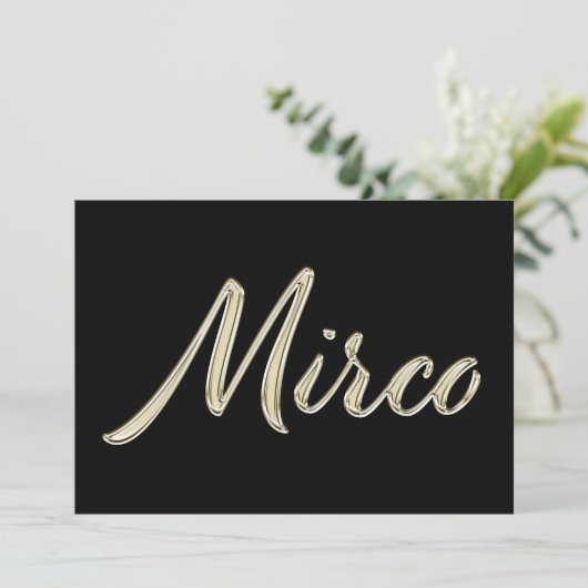 Mirco Name white gold Handwriting Karte Kaart (Staand voorkant)