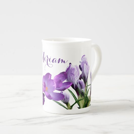  Miriam naam paarse bloem boho trendy Porselein Kop (Voorkant rechts)