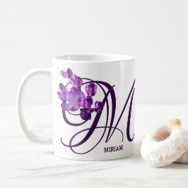  Miriam naam paarse bloemen monogram Koffiemok