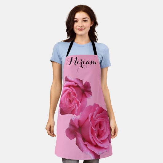 Miriam naam roze rozenbloem Schort (Gedragen)